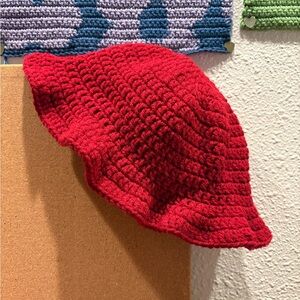 Red Crochet Bucket Hat